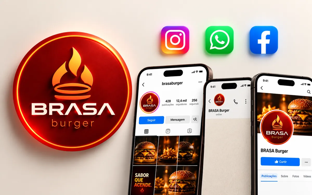 Logo Brasa Burger como foto de perfil no Instagram, no WhatsApp e no Facebook